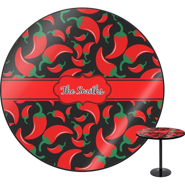 Custom Chili Peppers Round Table (Personalized)