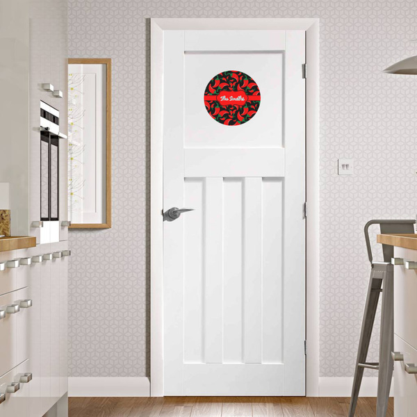 Chili Peppers Round Wall Decal on Door