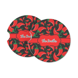 Chili Peppers Sandstone Car Coasters - Set of 2 (Personalized)