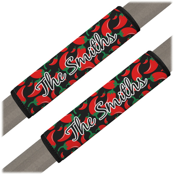 Custom Chili Peppers Seat Belt Covers (Set of 2) (Personalized)