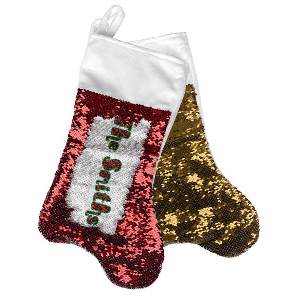 Custom Chili Peppers Reversible Sequin Stocking (Personalized)