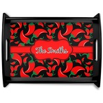 Chili Peppers Black Wooden Tray - Large (Personalized)