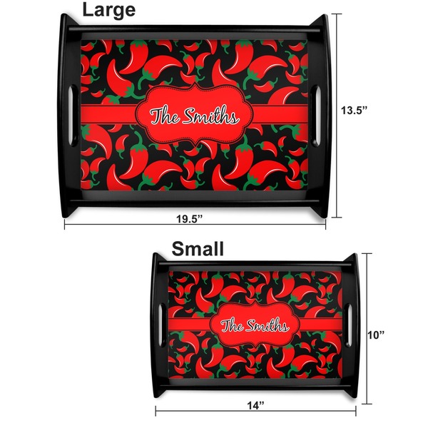 Chili Peppers Serving Tray Black Sizes