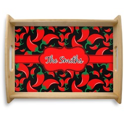 Chili Peppers Natural Wooden Tray - Large (Personalized)