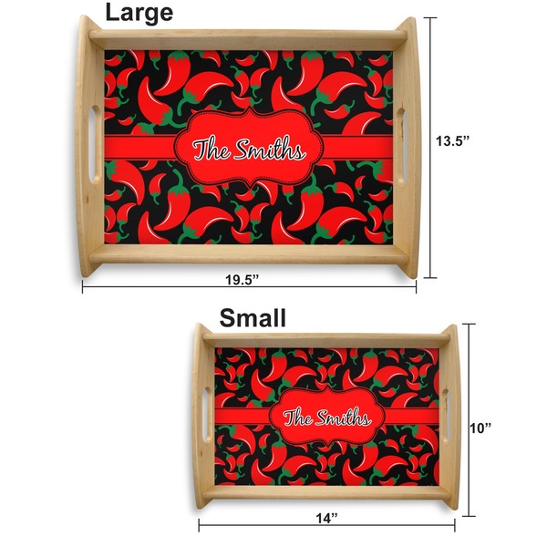 Chili Peppers Serving Tray Wood Sizes