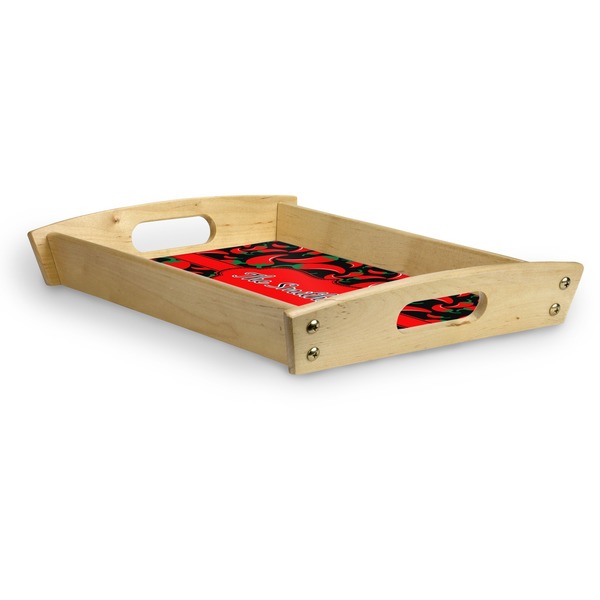 Chili Peppers Serving Tray Wood Small - Corner