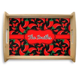 Chili Peppers Natural Wooden Tray - Small (Personalized)