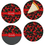 Chili Peppers Set of 4 Glass Appetizer / Dessert Plate 8" (Personalized)