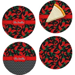 Chili Peppers Set of 4 Glass Appetizer / Dessert Plate 8" (Personalized)
