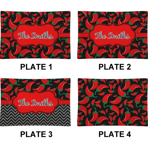 Chili Peppers Set of Rectangular Appetizer / Dessert Plates (Approval)