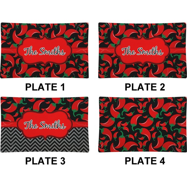 Chili Peppers Set of Rectangular Dinner Plates (Approval)