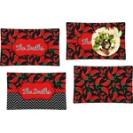 Chili Peppers Set of 4 Glass Rectangular Lunch / Dinner Plate (Personalized)