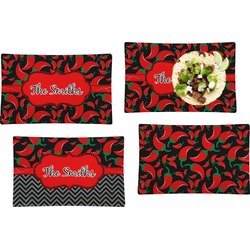 Chili Peppers Set of 4 Glass Rectangular Lunch / Dinner Plate (Personalized)