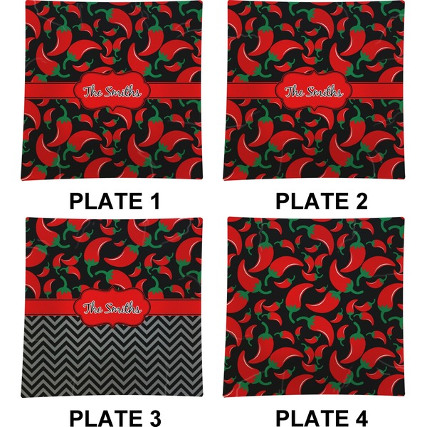Chili Peppers Set of Square Dinner Plates (Approval)