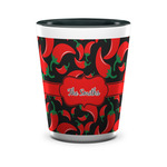 Chili Peppers Ceramic Shot Glass - 1.5 oz - Two Tone - Single (Personalized)