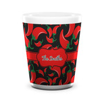 Chili Peppers Ceramic Shot Glass - 1.5 oz - White - Set of 4 (Personalized)
