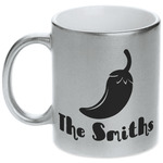 Chili Peppers Metallic Silver Mug (Personalized)