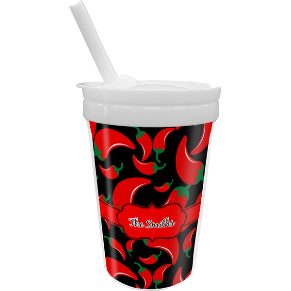 Custom Chili Peppers Sippy Cup with Straw (Personalized)