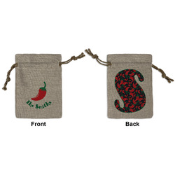 Chili Peppers Small Burlap Gift Bag - Front & Back (Personalized)