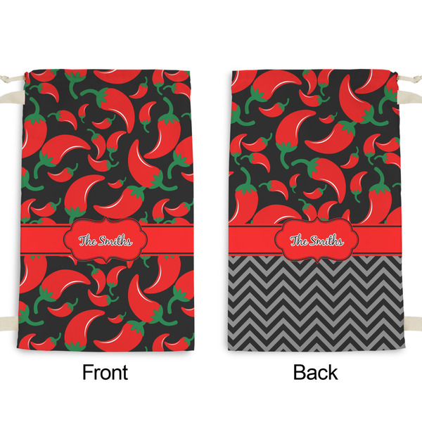 Chili Peppers Small Laundry Bag - Front & Back View