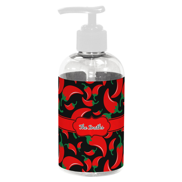 Custom Chili Peppers Plastic Soap / Lotion Dispenser (8 oz - Small - White) (Personalized)