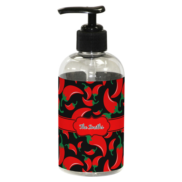 Custom Chili Peppers Plastic Soap / Lotion Dispenser (8 oz - Small - Black) (Personalized)