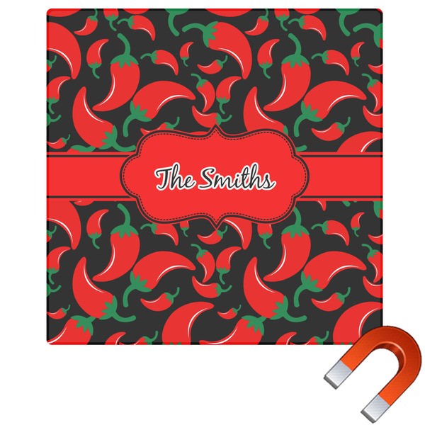 Custom Chili Peppers Square Car Magnet - 6" (Personalized)