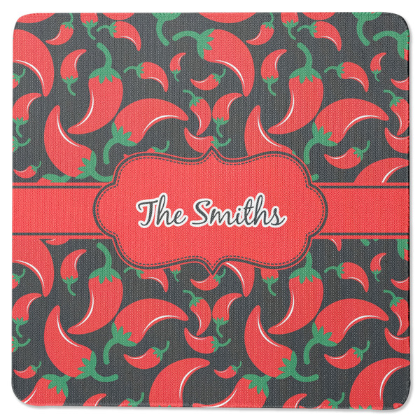 Custom Chili Peppers Square Rubber Backed Coaster (Personalized)