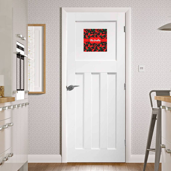 Chili Peppers Square Wall Decal on Door