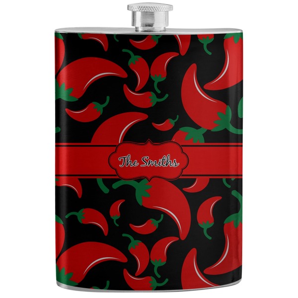 Custom Chili Peppers Stainless Steel Flask (Personalized)