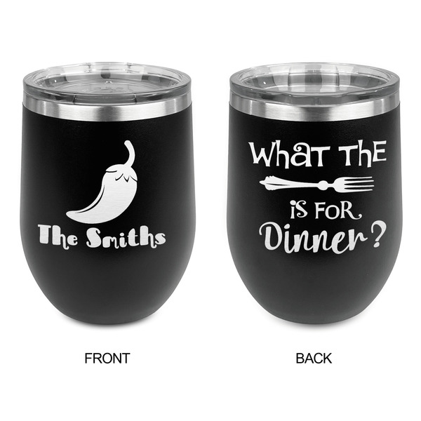 Chili Peppers Stainless Wine Tumblers - Black - Double Sided - Approval