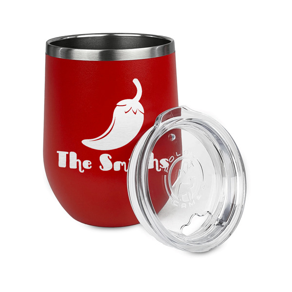 Chili Peppers Stainless Wine Tumblers - Red - Single Sided - Alt View