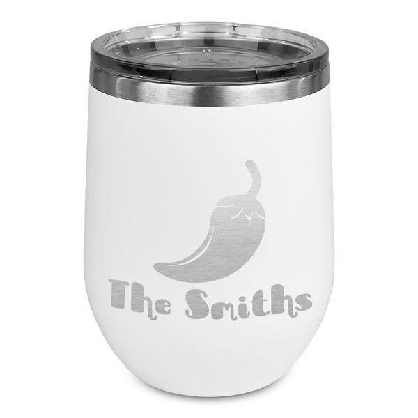 Custom Chili Peppers Stemless Stainless Steel Wine Tumbler - White - Single Sided (Personalized)