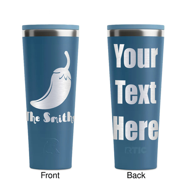 Chili Peppers Steel Blue RTIC Everyday Tumbler - 28 oz. - Front and Back