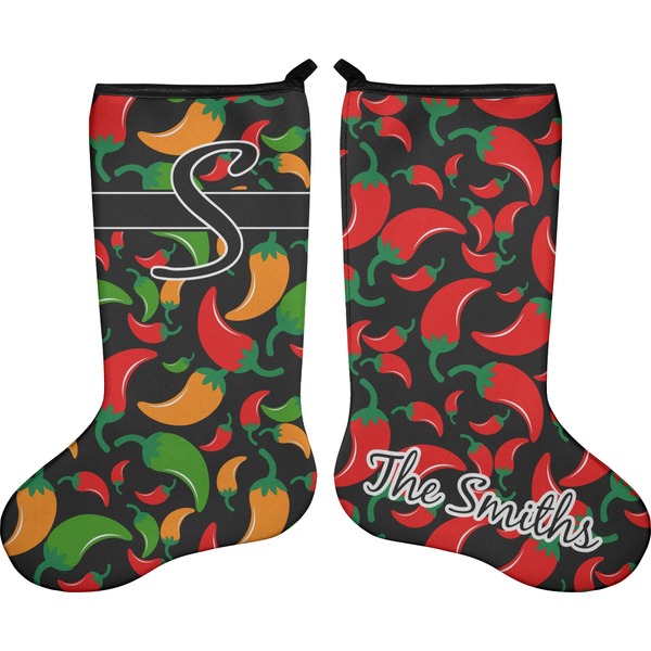 Custom Chili Peppers Holiday Stocking - Double-Sided - Neoprene (Personalized)