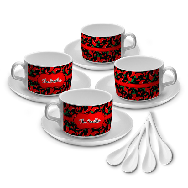 Custom Chili Peppers Tea Cup - Set of 4 (Personalized)