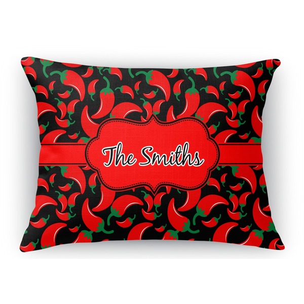 Custom Chili Peppers Rectangular Throw Pillow Case - 12"x18" (Personalized)