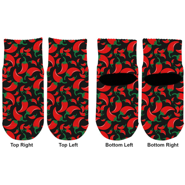 Chili Peppers Toddler Ankle Socks - Double Pair - Front and Back - Apvl