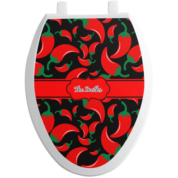 Custom Chili Peppers Toilet Seat Decal - Elongated (Personalized)