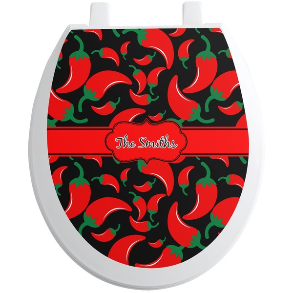 Custom Chili Peppers Toilet Seat Decal - Round (Personalized)