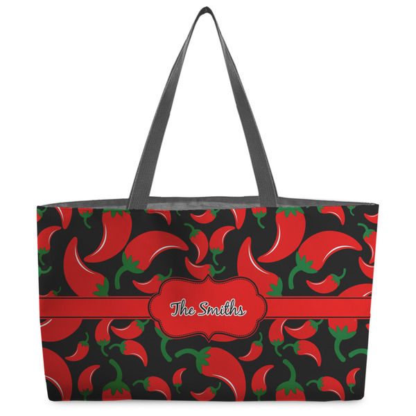 Custom Chili Peppers Beach Totes Bag - w/ Black Handles (Personalized)