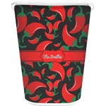 Chili Peppers Waste Basket - Double Sided (White) (Personalized)