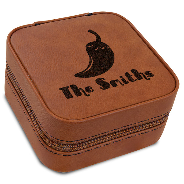 Custom Chili Peppers Travel Jewelry Box - Leather (Personalized)