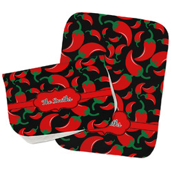 Chili Peppers Burp Cloths - Fleece - Set of 2 w/ Name or Text