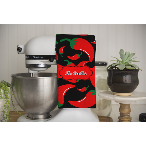 Chili Peppers Waffle Weave Towel - Full Color Print - Lifestyle Image