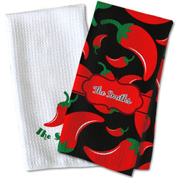 Chili Peppers Waffle Weave Kitchen Towel (Personalized)