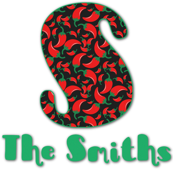 Custom Chili Peppers Name & Initial Decal - Up to 18"x18" (Personalized)