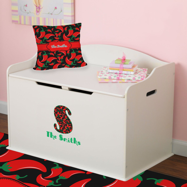 Chili Peppers Wall Name & Initial Small on Toy Chest