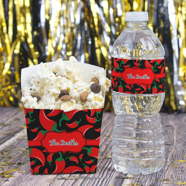 Chili Peppers Water Bottle Label - w/ Favor Box