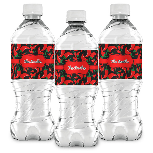 Chili Peppers Water Bottle Labels - Front View